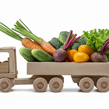 In which terms of transport the vegetables and fruits should be transported?